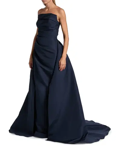 Pamella Roland Women's Draped Faille Strapless Ballgown - Midnight | Thumbnail 4 Pamella Roland Women's Draped Faille Strapless Ballgown - Midnight | Thumbnail 4
