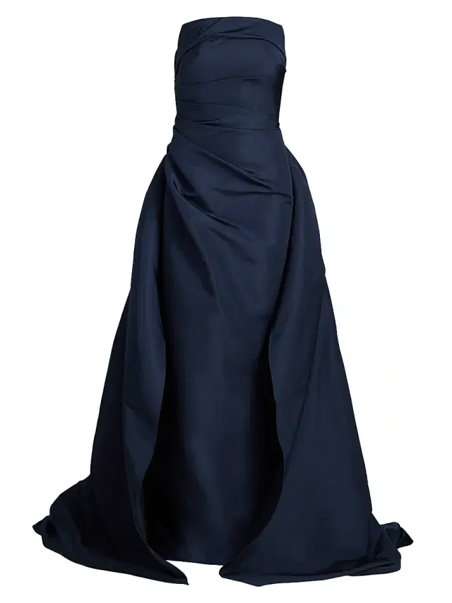 Women's Draped Faille Strapless Ballgown - Midnight