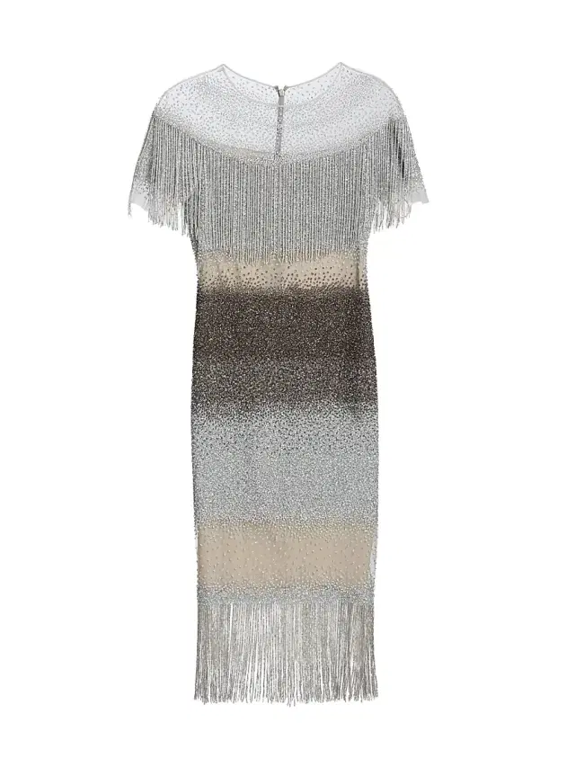Pamella Roland Women's Signature Sequined Fringe Cocktail Dress - Silver