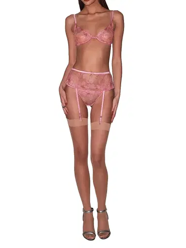 Fleur du Mal Women's Harper Embroidered Lace Underwire Demi Bra - Pink Cadillac - Size 32DD | Thumbnail 2 Fleur du Mal Women's Harper Embroidered Lace Underwire Demi Bra - Pink Cadillac - Size 32DD | Thumbnail 2