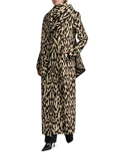 Brandon Maxwell Women's Demi Printed Virgin Wool-Blend Double-Breasted Coat - Abstract Leopard | Thumbnail 2