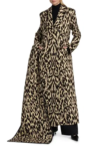 Brandon Maxwell Women's Demi Printed Virgin Wool-Blend Double-Breasted Coat - Abstract Leopard | Thumbnail 3