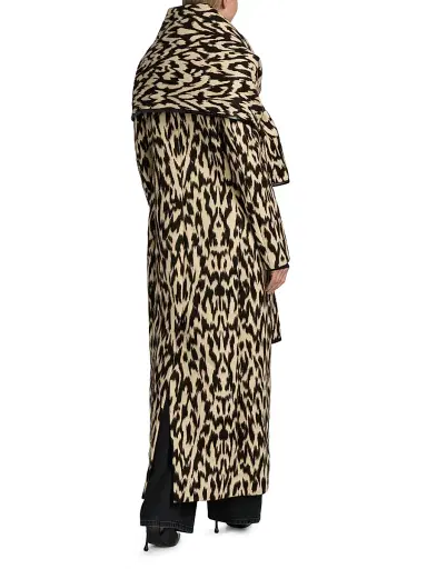 Brandon Maxwell Women's Demi Printed Virgin Wool-Blend Double-Breasted Coat - Abstract Leopard | Thumbnail 5