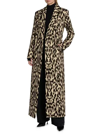Brandon Maxwell Women's Demi Printed Virgin Wool-Blend Double-Breasted Coat - Abstract Leopard | Thumbnail 6