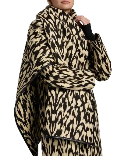 Brandon Maxwell Women's Demi Printed Virgin Wool-Blend Double-Breasted Coat - Abstract Leopard | Thumbnail 7
