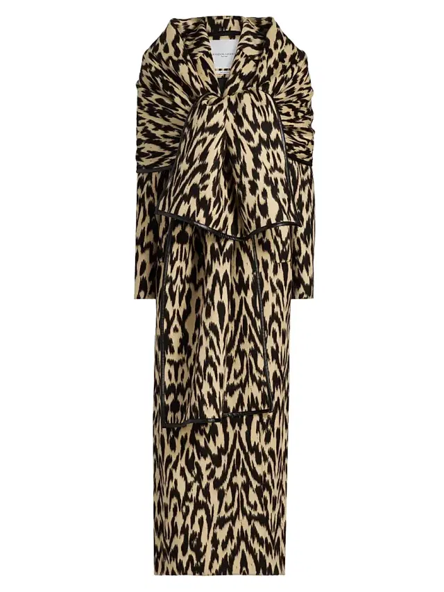 Women's Demi Printed Virgin Wool-Blend Double-Breasted Coat - Abstract Leopard