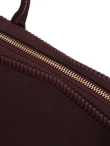 ALAIA Women's Le Teckel Woven-Trim Suede Shoulder Bag - Rouge Grenat | Thumbnail 5 ALAIA Women's Le Teckel Woven-Trim Suede Shoulder Bag - Rouge Grenat | Thumbnail 5