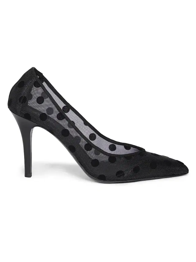 Women's Pristy 90MM Polka-Dotted Mesh Pumps - Black