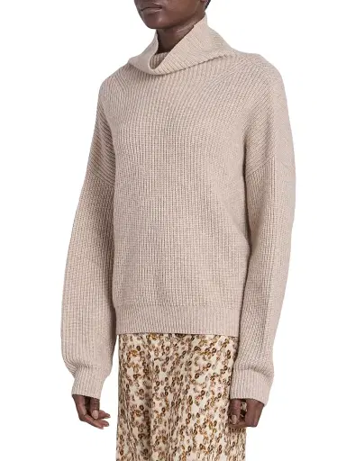 Isabel Marant Women's Brooke Merino Wool-Cashmere Turtleneck Sweater - Beige - Size 12 | Thumbnail 4