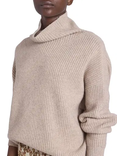 Isabel Marant Women's Brooke Merino Wool-Cashmere Turtleneck Sweater - Beige - Size 12 | Thumbnail 6