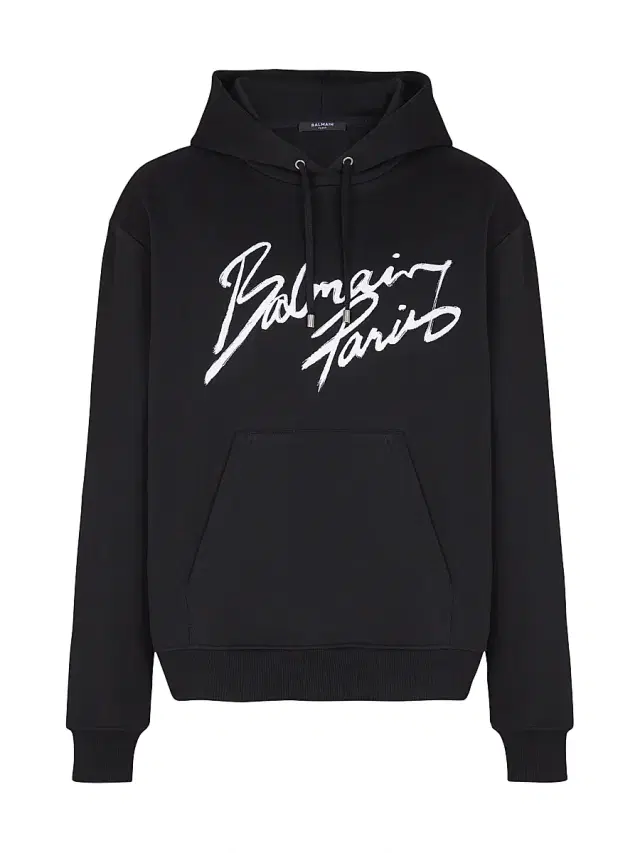 Men's Logo Script Hoodie - Black White