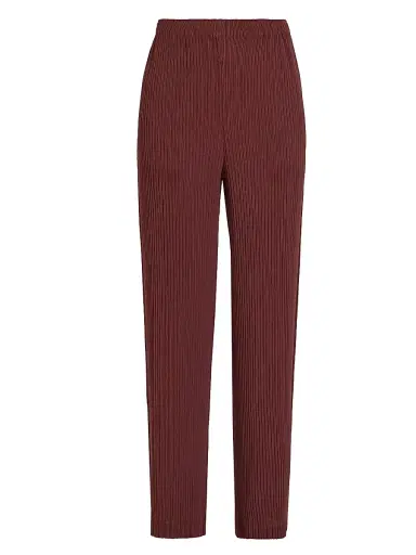 Issey Miyake Women's Hatching Pleated Pants - Dark Brown | Thumbnail 1 Issey Miyake Women's Hatching Pleated Pants - Dark Brown | Thumbnail 1