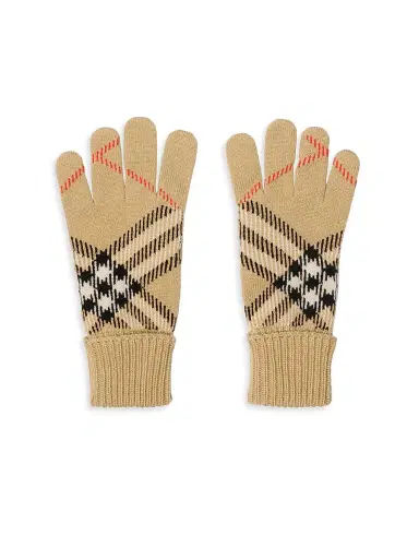 Burberry Men's Check Cashmere-Blend Gloves - Sand - Size Medium | Thumbnail 2 Burberry Men's Check Cashmere-Blend Gloves - Sand - Size Medium | Thumbnail 2