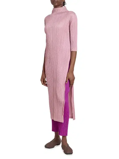 Pleats Please Issey Miyake Women's Monthly Colors: September Pleated Midi-Dress - Rose Pink | Thumbnail 2