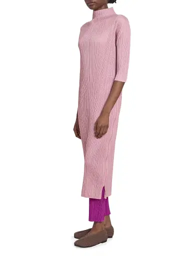 Pleats Please Issey Miyake Women's Monthly Colors: September Pleated Midi-Dress - Rose Pink | Thumbnail 4