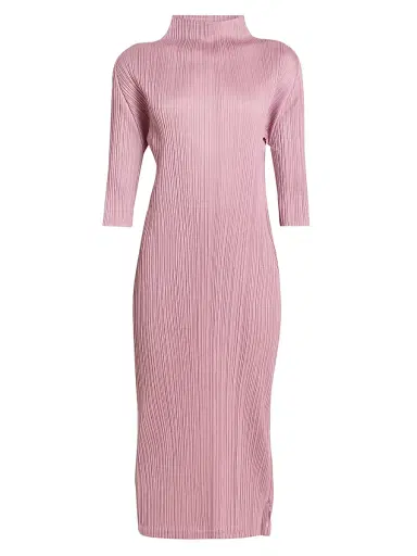 Pleats Please Issey Miyake Women's Monthly Colors: September Pleated Midi-Dress - Rose Pink | Thumbnail 1