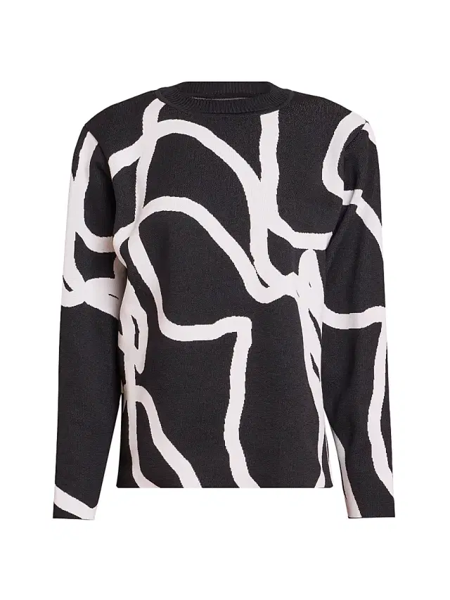 Pleats Please Issey Miyake Women's Pause Abstract Knit Sweater - Black