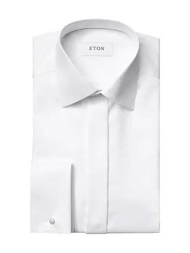 Eton Men's Contemporary-Fit Diamond-Weave Formal Shirt - White - Size 18.5 | Thumbnail 1 Eton Men's Contemporary-Fit Diamond-Weave Formal Shirt - White - Size 18.5 | Thumbnail 1