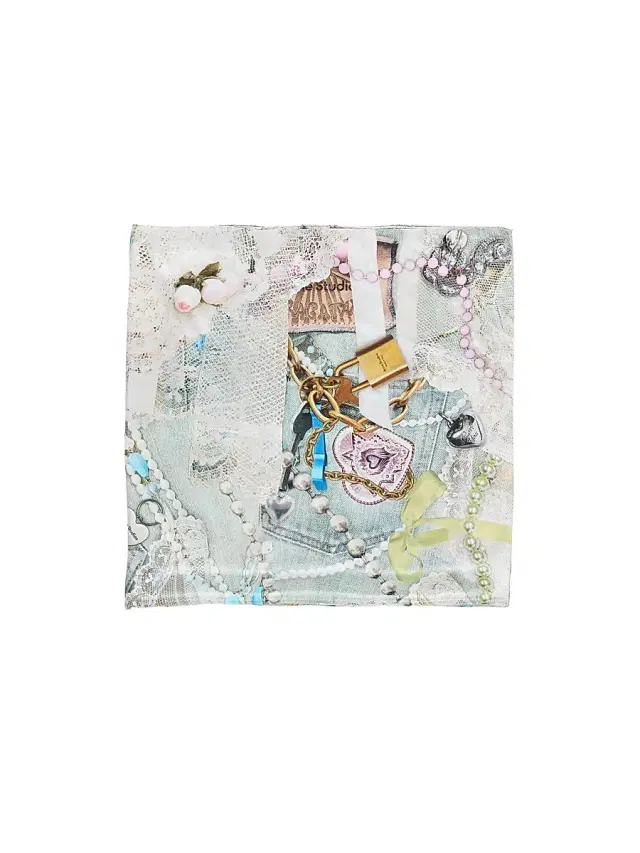 Men's Printed Silk Scarf - White Multicolor