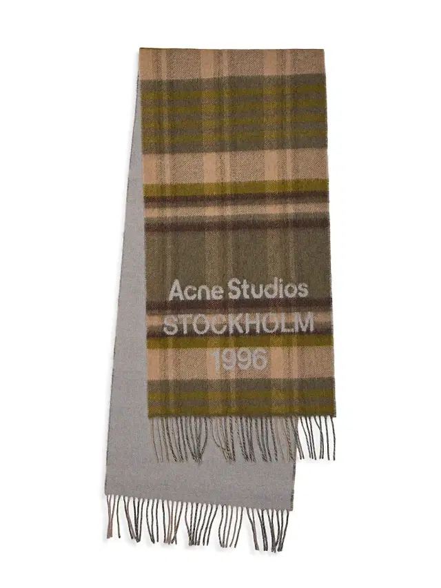 Acne Studios Men's Venus 1996 Check Wool Scarf - Olive Green Grey