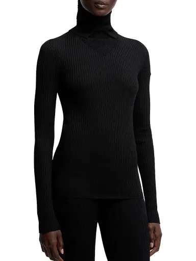 Moncler Genius Women's Moncler x EE72 by Edward Enninful Turtleneck Sweater in Wool - Black | Thumbnail 2