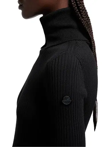 Moncler Genius Women's Moncler x EE72 by Edward Enninful Turtleneck Sweater in Wool - Black | Thumbnail 4
