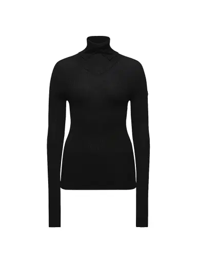 Moncler Genius Women's Moncler x EE72 by Edward Enninful Turtleneck Sweater in Wool - Black | Thumbnail 1