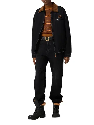 Miu Miu Women's Black Denim Blouson Jacket | Thumbnail 6 Miu Miu Women's Black Denim Blouson Jacket | Thumbnail 6