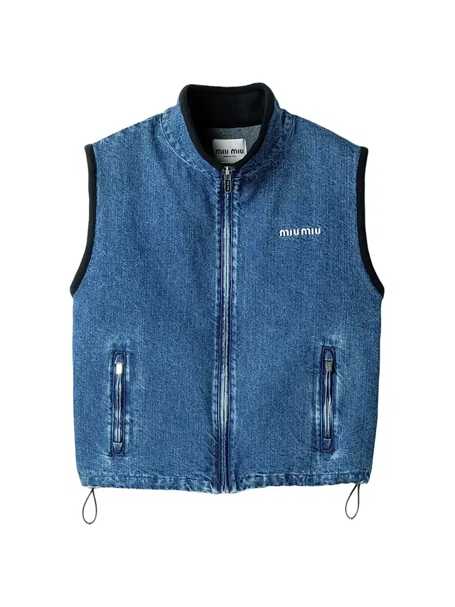 Women's Cashmere Denim Blouson Vest - Blue