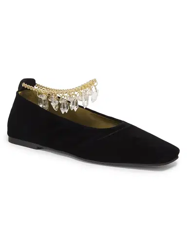 Maria Luca Women's Augusta Chain Velvet Ballet Flats - Black - Size 9.5 | Thumbnail 2