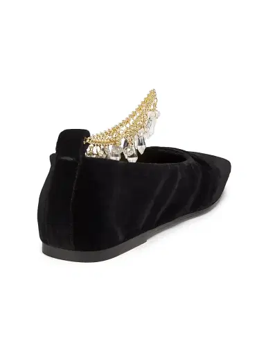 Maria Luca Women's Augusta Chain Velvet Ballet Flats - Black - Size 9.5 | Thumbnail 3
