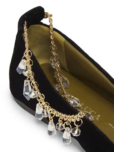 Maria Luca Women's Augusta Chain Velvet Ballet Flats - Black - Size 9.5 | Thumbnail 5