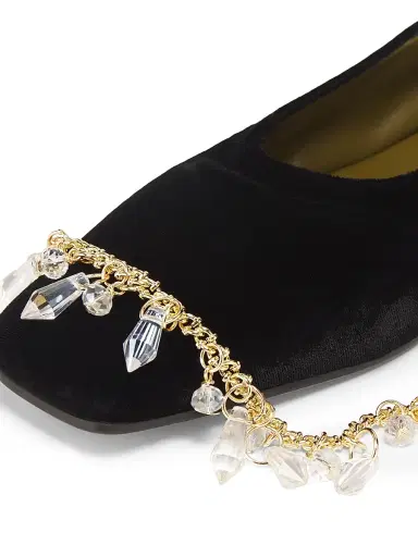 Maria Luca Women's Augusta Chain Velvet Ballet Flats - Black - Size 9.5 | Thumbnail 6