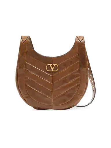 Valentino Garavani Women's Hoboho Hobo Bag in Chevron-Patterned Nappa Leather - Tundra | Thumbnail 1 Valentino Garavani Women's Hoboho Hobo Bag in Chevron-Patterned Nappa Leather - Tundra | Thumbnail 1