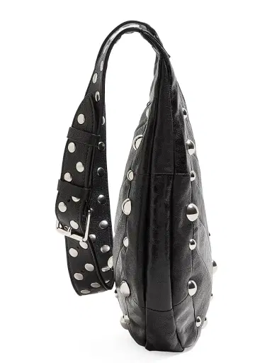 Valentino Garavani Women's Hoboho Nappa Leather Hobo Bag with Chevron Pattern - Black | Thumbnail 5 Valentino Garavani Women's Hoboho Nappa Leather Hobo Bag with Chevron Pattern - Black | Thumbnail 5