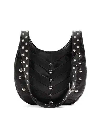 Valentino Garavani Women's Hoboho Nappa Leather Hobo Bag with Chevron Pattern - Black | Thumbnail 6 Valentino Garavani Women's Hoboho Nappa Leather Hobo Bag with Chevron Pattern - Black | Thumbnail 6