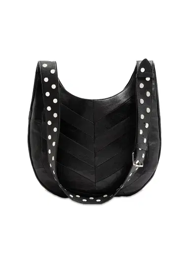 Valentino Garavani Women's Hoboho Shoulder Bag in Nappa Leather with Chevron Pattern - Black | Thumbnail 6