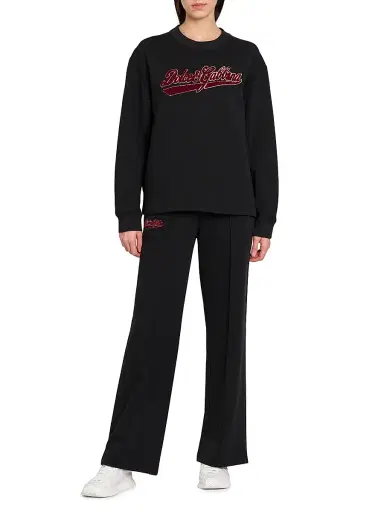Dolce & Gabbana Women's Collegiate Logo-Embroidered Cotton Sweatpants - Black | Thumbnail 2