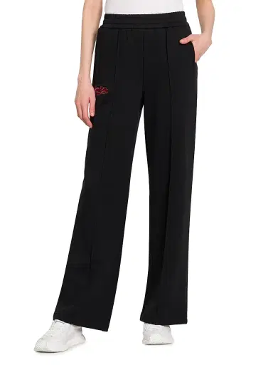 Dolce & Gabbana Women's Collegiate Logo-Embroidered Cotton Sweatpants - Black | Thumbnail 3