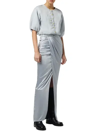 Elisabetta Franchi Women's Satin Wrap Maxi Skirt - Starlight | Thumbnail 2