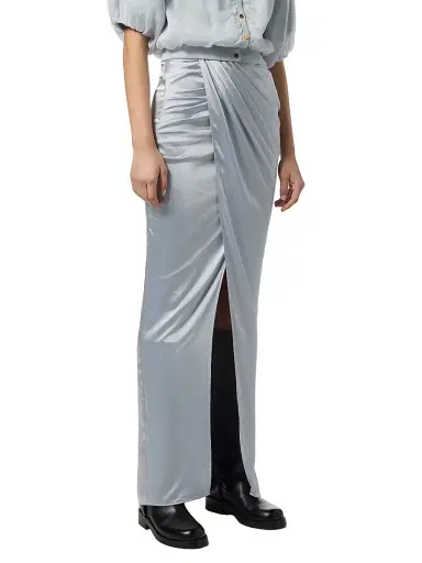 Elisabetta Franchi Women's Satin Wrap Maxi Skirt - Starlight | Thumbnail 3