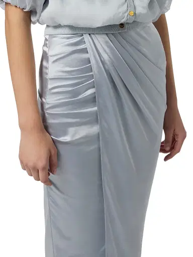Elisabetta Franchi Women's Satin Wrap Maxi Skirt - Starlight | Thumbnail 5