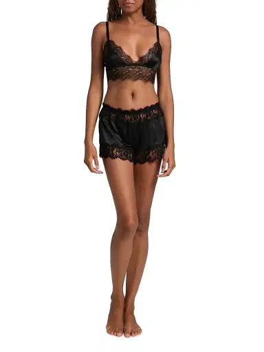 Dolce & Gabbana Women's Lace-Trim Silk Slip Shorts - Black - Size XL | Thumbnail 2