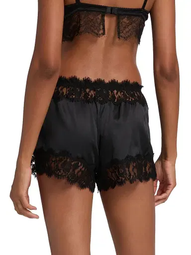 Dolce & Gabbana Women's Lace-Trim Silk Slip Shorts - Black - Size XL | Thumbnail 4
