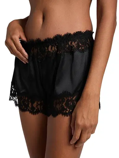Dolce & Gabbana Women's Lace-Trim Silk Slip Shorts - Black - Size XL | Thumbnail 5