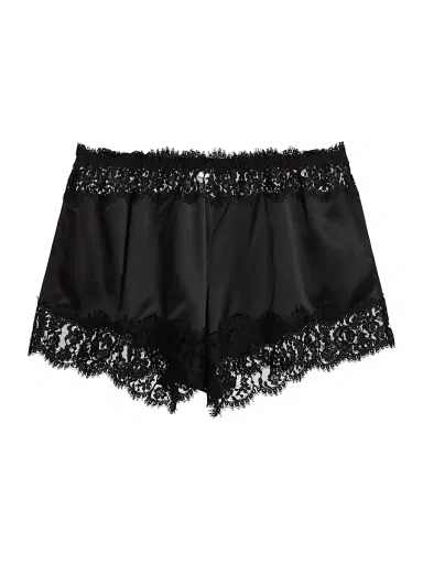 Dolce & Gabbana Women's Lace-Trim Silk Slip Shorts - Black - Size XL | Thumbnail 1