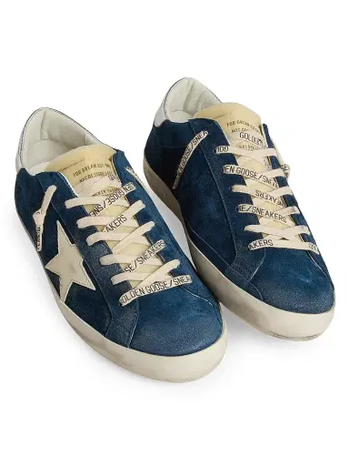 Golden Goose Men's Super-Star 40MM Low-Top Sneakers - Aviator Blue Cream Silver - Size 14 | Thumbnail 2