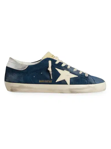 Golden Goose Men's Super-Star 40MM Low-Top Sneakers - Aviator Blue Cream Silver - Size 14 | Thumbnail 1