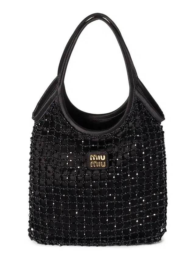 Miu Miu Women's Ivy Beaded Duchesse Shoulder Bag - Black
