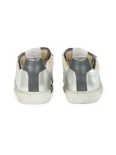 Maison Margiela Men's Replica Metallic Leather Low-Top Sneakers - Silver White | Thumbnail 3 Maison Margiela Men's Replica Metallic Leather Low-Top Sneakers - Silver White | Thumbnail 3
